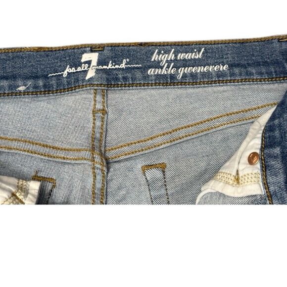 7 For All Mankind High Waist Ankle Gwenevere Skinny Jeans Side Stripe Size 28 - Picture 9 of 16